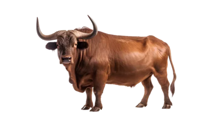 Zelfklevend Fotobehang Standing Toro on the floor. brown bull. Side view. Isolated on Transparent background. ©  Mohammad Xte
