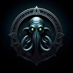 Symbole circulaire culte Chtulhu, Lovecraft.