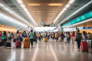 Passengers of the plane at the airport. Airplane, travel, vacation concepts