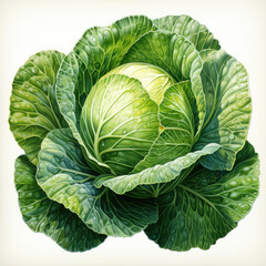 Obraz premium watercolor Cabbage clipart, Generative Ai