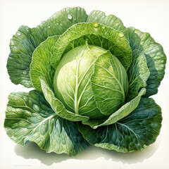 Obraz premium watercolor Cabbage clipart, Generative Ai