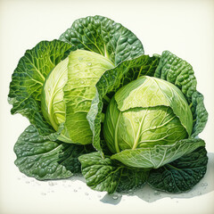 Fototapeta premium watercolor Cabbage clipart, Generative Ai
