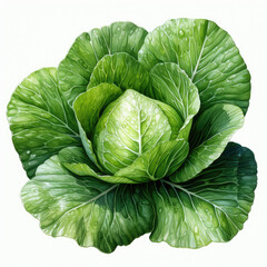Obraz premium watercolor Cabbage clipart, Generative Ai