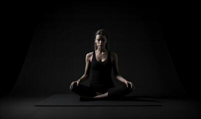 Woman doing yoga exercise at night