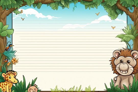 A zoo and animals themed banner design with frame and copy space