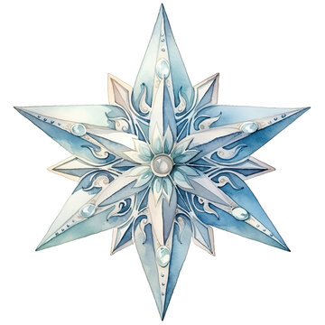 Watercolor Christmas star isolated clipart