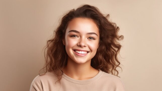 In this delightful image, a young teen girl's captivating smile brings an aura of positivity to the scene.