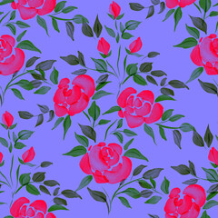 Watercolor seamless pattern with spring floral bouquets. Vintage botanical illustration. Elegant decoration for any kind of a design. Fashion print with colorful abstract flowers. Watercolor texture.	