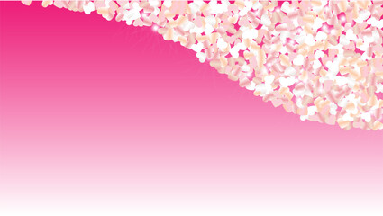 Realistic Background with Confetti of Hearts Glitter Particles. St. Valentine Day. Celebration pattern. Light Spots. Explosion of Confetti. Glitter Vector Illustration. Design for Banner.