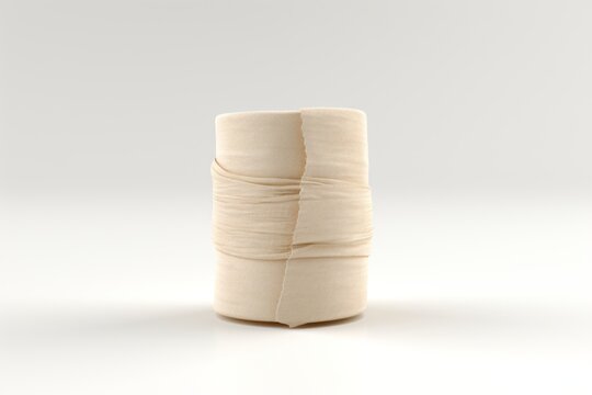 A crepe bandage roll isolated on a white background