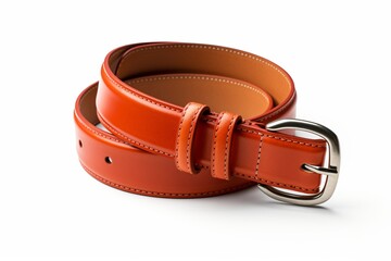 A brown leather belt isolated on a white background