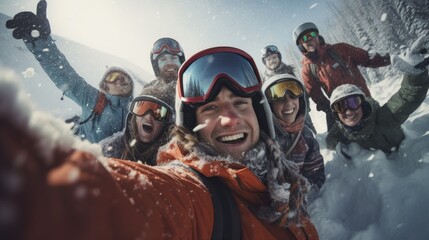 Snowy Slope Selfie- Skier Capturing Winter Memories on the Slopes
