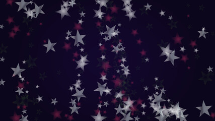 Vector Magical Glowing Background with Silver and Purple Falling Stars on Black. Christmass and New Year Poster. Glittery Confetti Frame. Sparkle Star Night Banner Design.