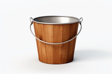 A wooden bucket isolated on a white background - obrazy, fototapety, plakaty