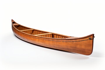 A wooden kayak or canoe isolated on a white background - obrazy, fototapety, plakaty