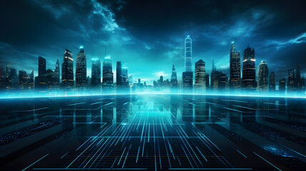 Futuristic Smart City Background Technology Concept