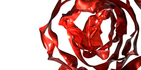 red wave silk satin fabric on white background for grand opening ceremony other occasion