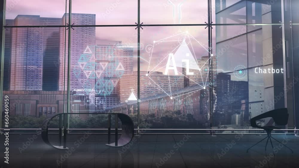 Poster the introduction of ai in the work of modern corporations. 3d render