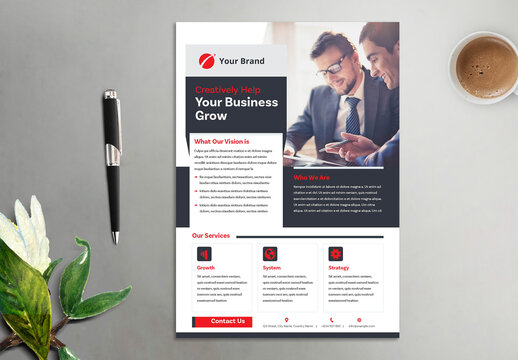 Corporate Flyer with Red and Grey Accents