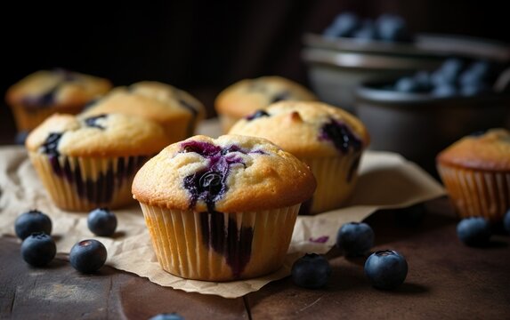 Blueberry Muffins with bluberry. AI, Generative AI