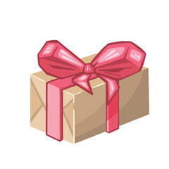 Obraz premium Colorful bright gift illustration, box with bow, symbol, vector