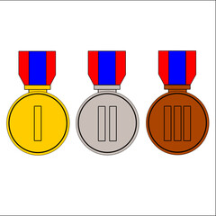 three medals, namely a gold medal, a silver medal and a bronze medal