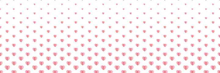 Horizontal pink paper heart shape design on white for pattern and background,Valentine's day background