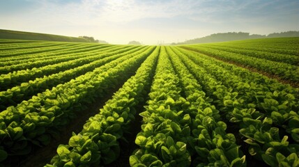 Thriving mustard farming areas with irrigation systems produce excellent agricultural products Garden crops are ready for harvest - obrazy, fototapety, plakaty