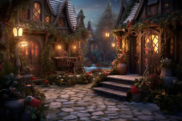 Fototapeta premium Christmas house, Generative AI illustration