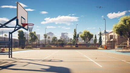 Versatile sports court for basketball and football