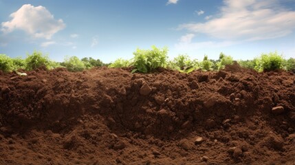 Season for gardening with a textured and fertile soil backdrop - obrazy, fototapety, plakaty