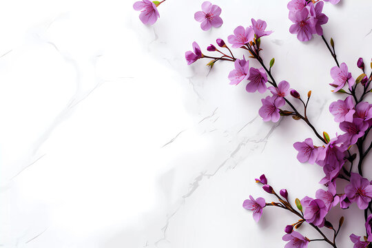 Beautiful cherry blossoms spring flowers on grunge white background with copy space for text or image. Spring flowers concept image.  