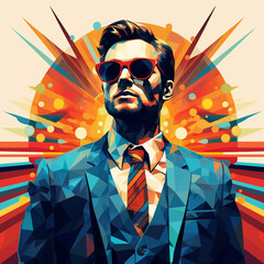 portrait of a man in vector style, multicolored, Al Generation 