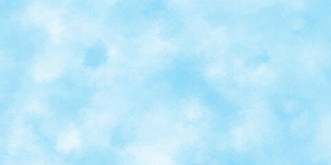 Defocused and blurry wet ink effect sky blue color watercolor background, blurred and grainy Blue powder explosion on white background, Fluffy, puffy, fresh and shiny clouds on a windy sky.	