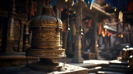 Prayer wheel in ancient complex in Kathmandu Nepal - Powered by Adobe