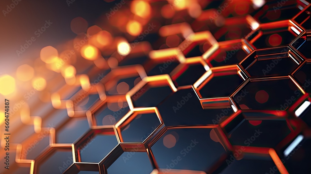 Poster scientific cosmetic technology 3d rendering of hexagon design