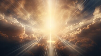 Spiritual background with cinematic clouds and light rays perfect for worship prayer and fantasy - obrazy, fototapety, plakaty