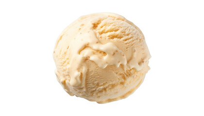 vanilla ice cream ball isolated on transparent background cutout