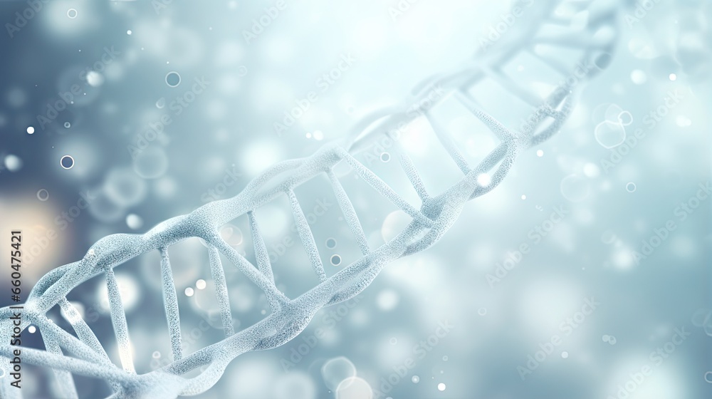 Aufkleber white dna structure 3d illustration on abstract background