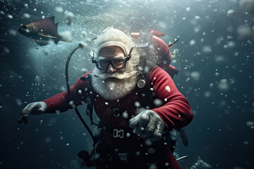 Santa's Underwater Adventure, Generative AI illustration