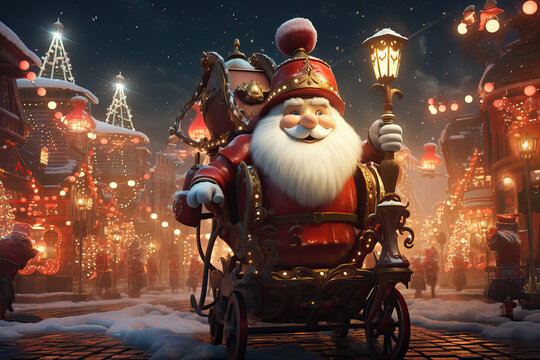  Santa's Magical Lantern Parade, Generative AI illustration