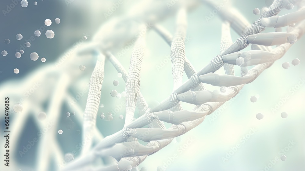 Poster white dna structure 3d illustration on abstract background