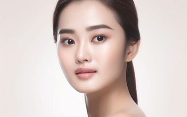Portrait of Beautiful Asian Woman with her Smooth skin. AI, Generative AI