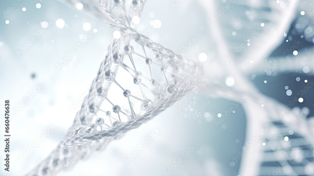 Poster white dna structure 3d illustration on abstract background