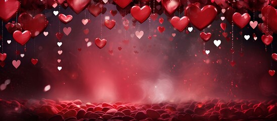 Obraz premium Romantic background with Valentine's day hearts with copy space.