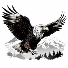 flying big eagle illustration