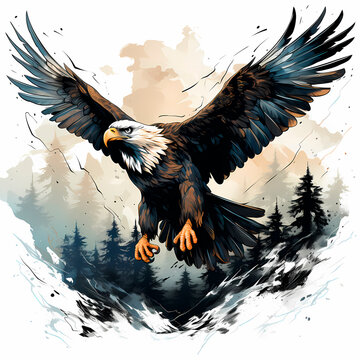 big predator eagle flying illustration