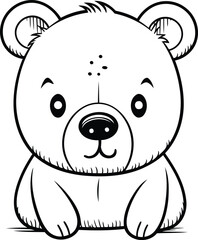 Obraz na płótnie Canvas Black and White Cartoon Illustration of Cute Bear Animal Character Coloring Book