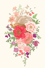 Wedding Flower Card. Vector illustration. Vintage.