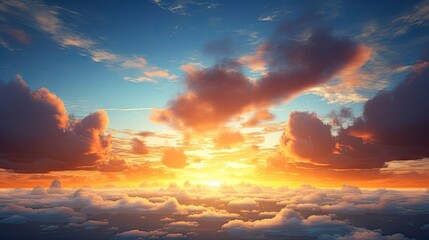 Fototapeta premium The morning sky adorned with golden clouds looks stunning